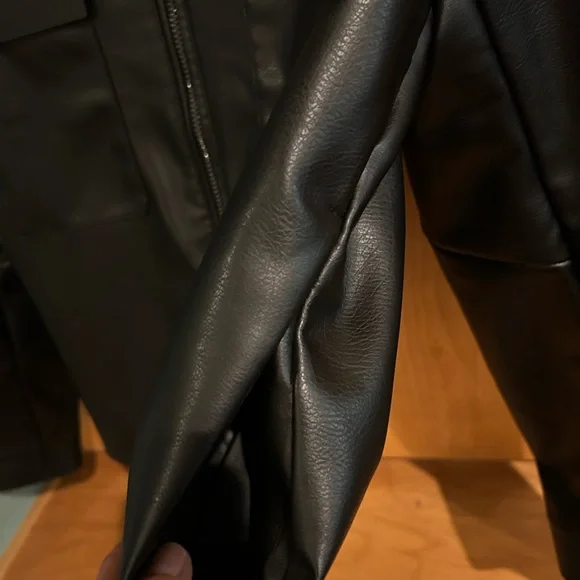 Faux Leather ZARA Man Men's Over Shirt Light Cool Classic Jacket LARGE - Picture 9 of 10